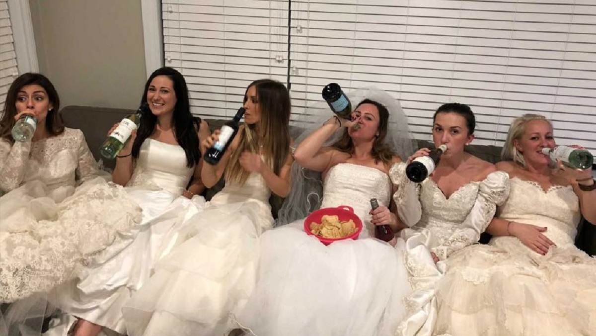 Medicine Himself Credential Supportive Friends Come Together With Wine and Wedding Dresses For 'Divorce  Party'