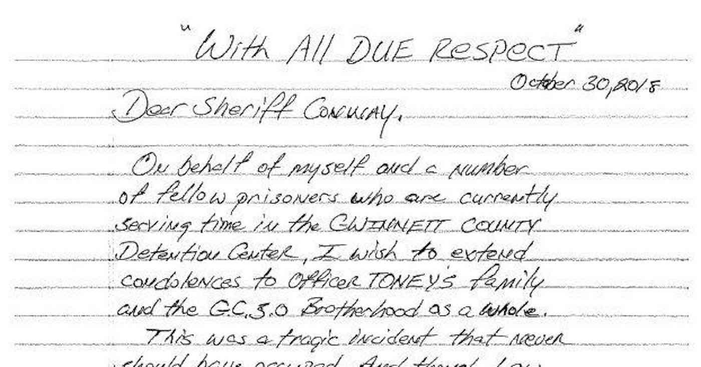 Inmates Write Heartfelt Letter to Police Department ...