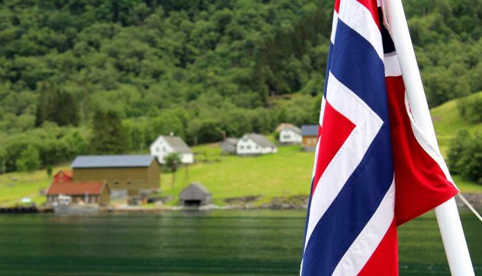 Norwegian Flag in Norway Lake Village-Public Domain via Pxhere
