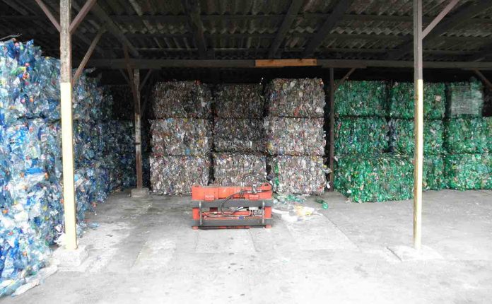 Piles of Plastic Bottle Bundles-CC Michael Manas via Wikipedia Commons