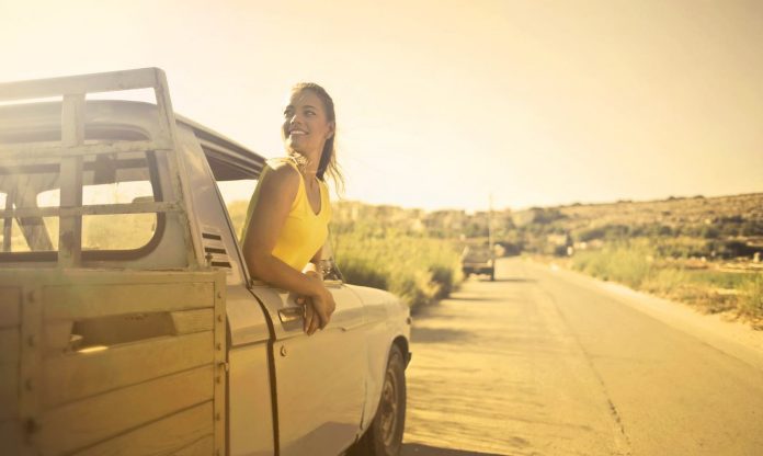 Woman in Road Tripping Car on the Road-SWNS