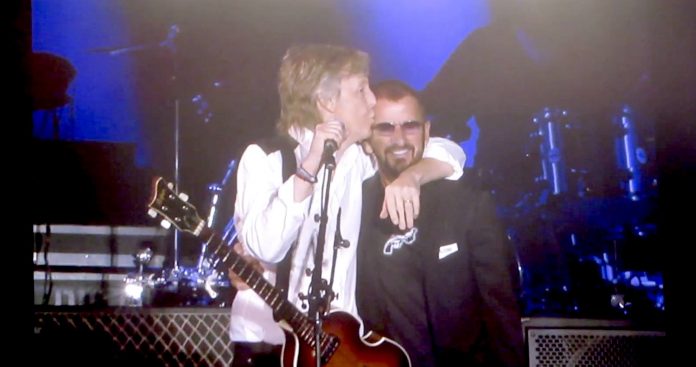Ringo gets kiss from Paul McCartney youtube video