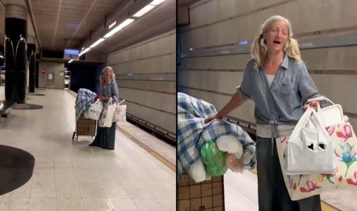 Woman Singing in the Subway-LAPD HQ Twitter Screenshot