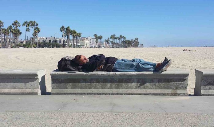 Homeless Man Sleeping on Venice Beach in California-Public Domain via ibudiallo on Need Pix w: Link