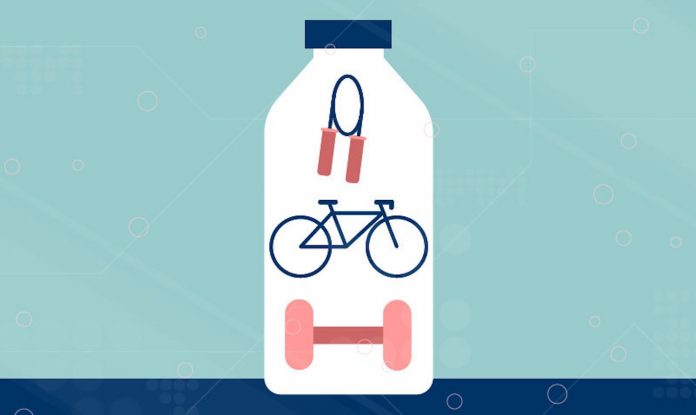 Exercise in a Bottle Cartoon Illustration Graphic-University of Michigan Released