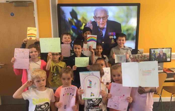 Captain Tom Moore and Children-SRA Primary Twitter