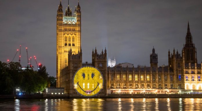 smiley face on parliament-SWNS