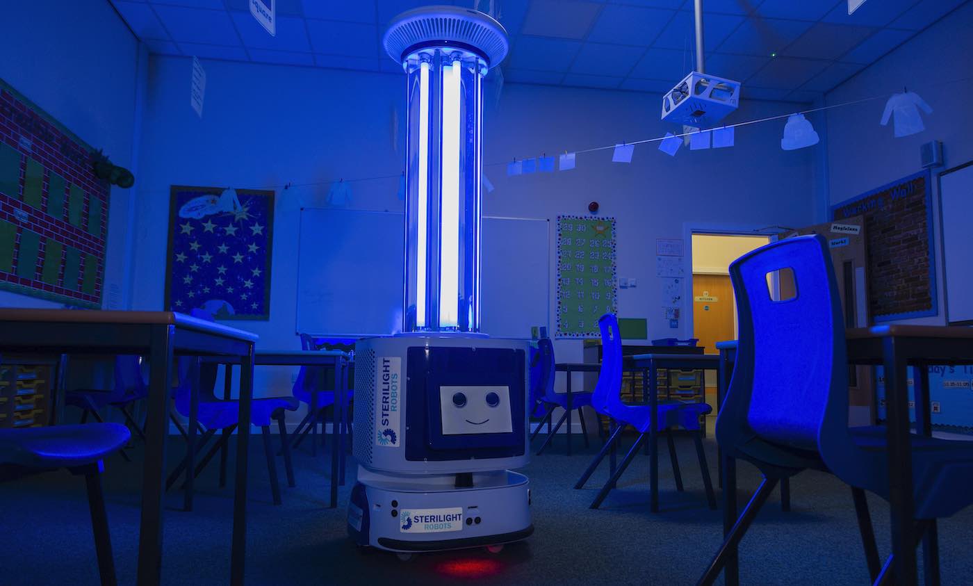 Sterilight robot in classroom UV lights