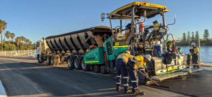Asphalt with the additive TonerPlas, made from mixed soft plastics, is used to resurface a roadway in Fremantle, Western Australia, in 2020. COURTESY OF CLOSE THE LOOP (1)