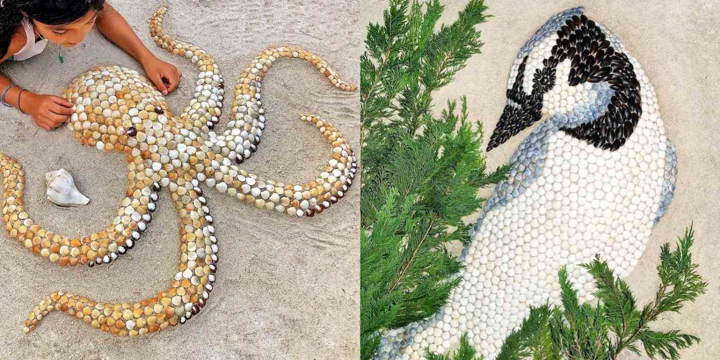 Artist Creates Stunning Animal Art From Seashells She Found at the Beach –  LOOK