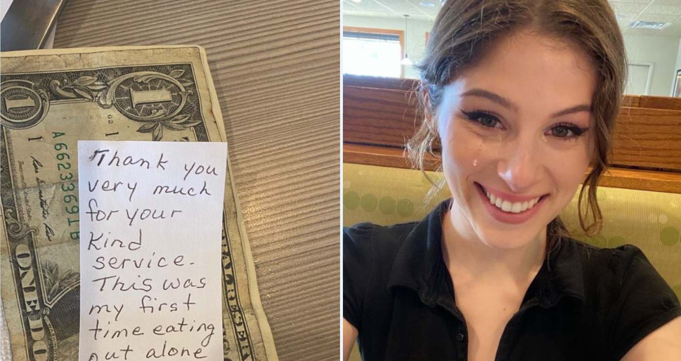 Waitress in Tears After Receiving Thank You Note From Widow Eating Alone