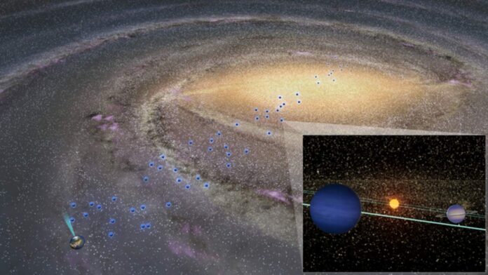 okasa An artist’s conception of cold planet distribution throughout the Milky Way.