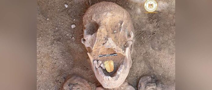 skull gold tongue released Egyptian Ministry of Tourism and Antiquities)