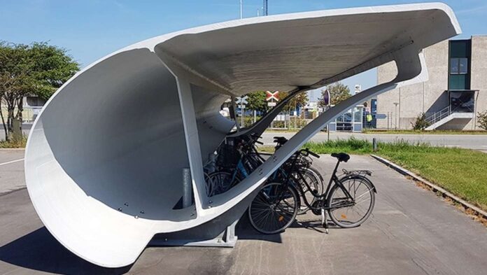 recycling-wind-turbine-blades-as-bike-garage-denmark- released siemens gamina