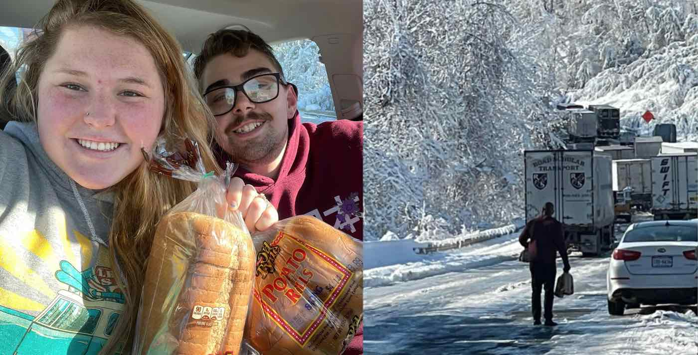 Pasangan Terjebak di Jalan Raya selama 21 Jam dalam Badai Salju Menginspirasi Truk Roti untuk Memberikan Pasokan Mereka kepada Pengemudi yang Lapar
