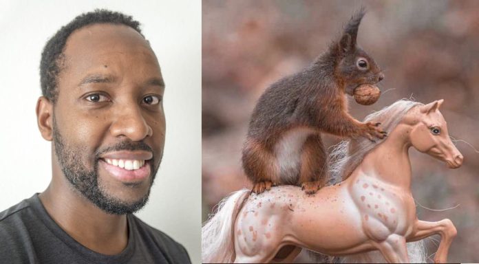 Niki Colemont-submitted with squirrel photo on horse