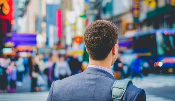 work city street urban businessman in Times Square-pubdomain Saulo Mohana