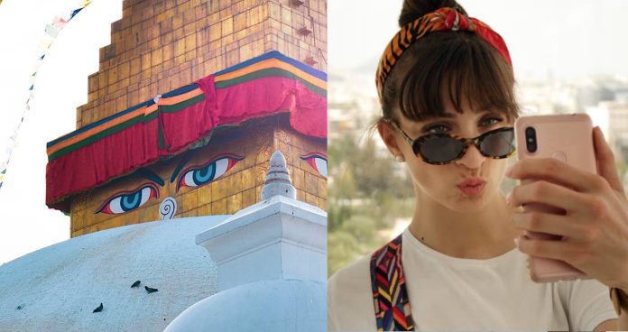 Nepal temple eyes by Yogesh Maharjan-pubdomain-selfie tiktok by Apostolos Vamvouras-pubdomain