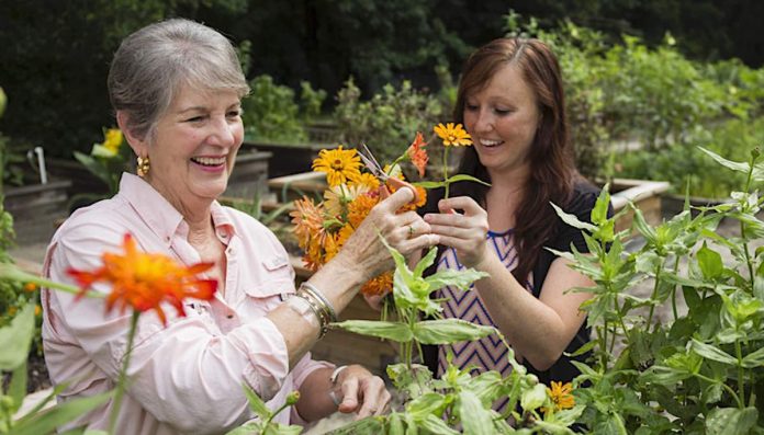 Women gardening flowers in U of FL study-SWNS