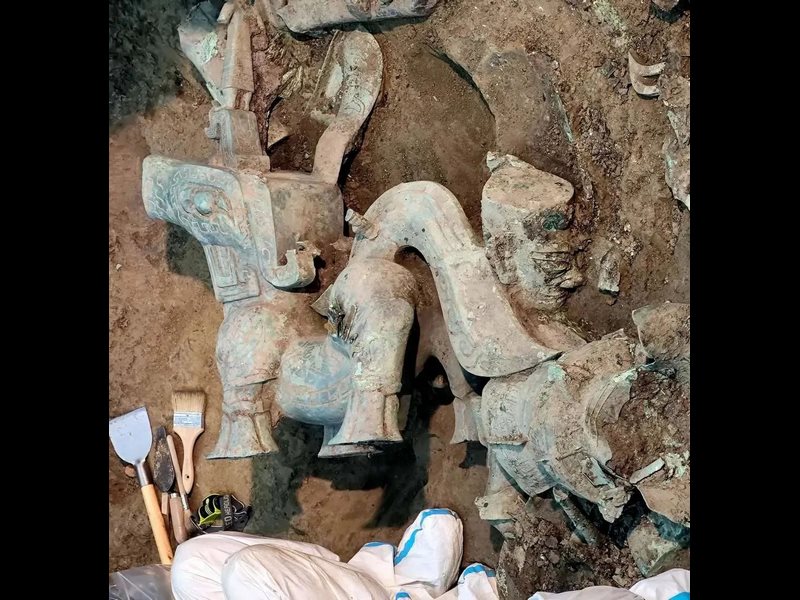Giant Bronze Mythical Beast Found at Famous Chinese Archeological Site—LOOK