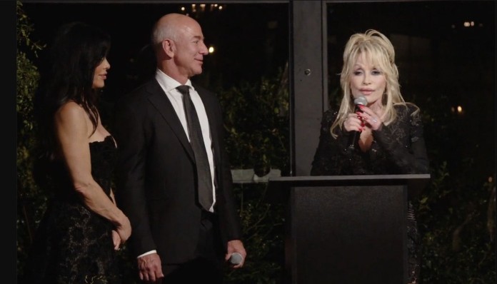 Jeff Bezos and Dolly Parton-Courage and Civility Award-twitter announcement video