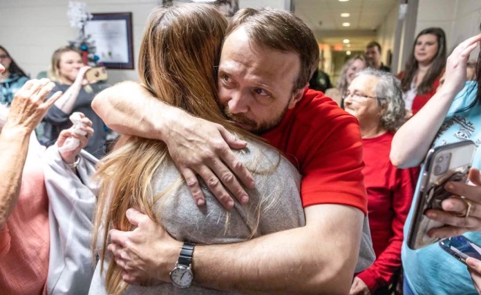 Darrell Lee Clark hug-Georgia Innocence Project