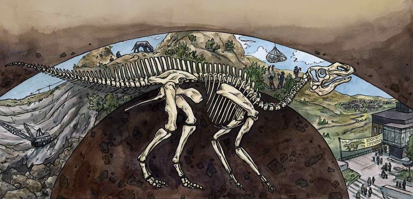 Fosil Dinosaurus Lengkap Ditemukan oleh Anjing Memperbarui Kota Batubara Pedesaan di Colorado