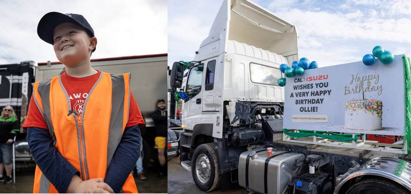 Lonely Birthday Boy Receives Big Surprise When Convoy of 40 Truckers Come  to Parade Him Through Town