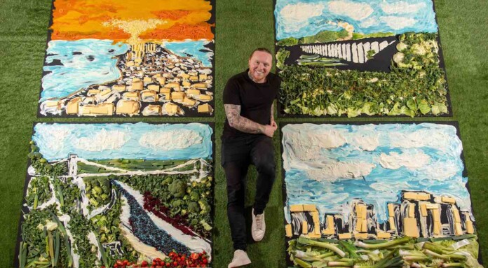 Nathan Wyburn with food art-SWNS OnePoll