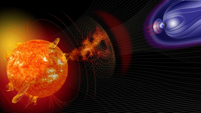 artists impression of a solar storm - Bard et al. via SWNS
