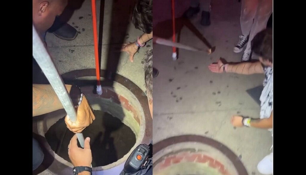 Police Officers Use A Metal Pole to Retrieve Couple’s Engagement Ring After it Fell Down Sewage Drain