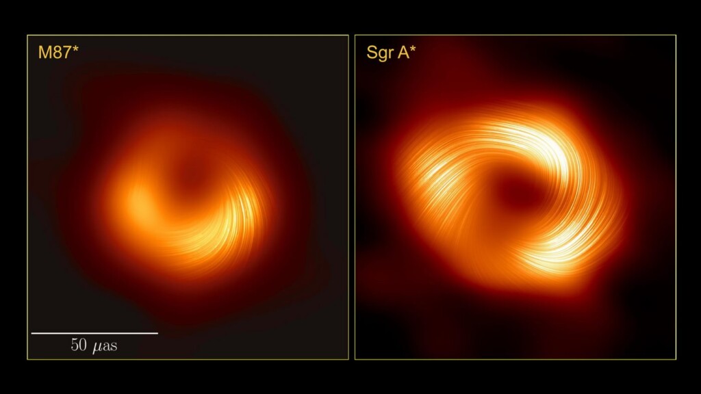 Los científicos revelan una imagen increíble de los campos magnéticos en espiral de un agujero negro supermasivo