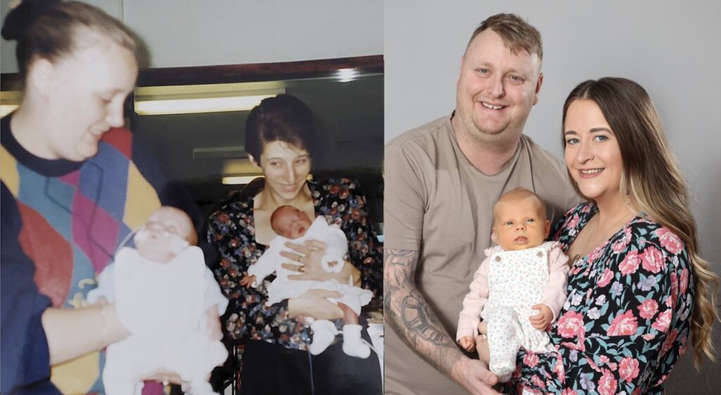 Bronwyn and Jack Being Held By Their Mothers in 1994 Now Hold Their Own Swns