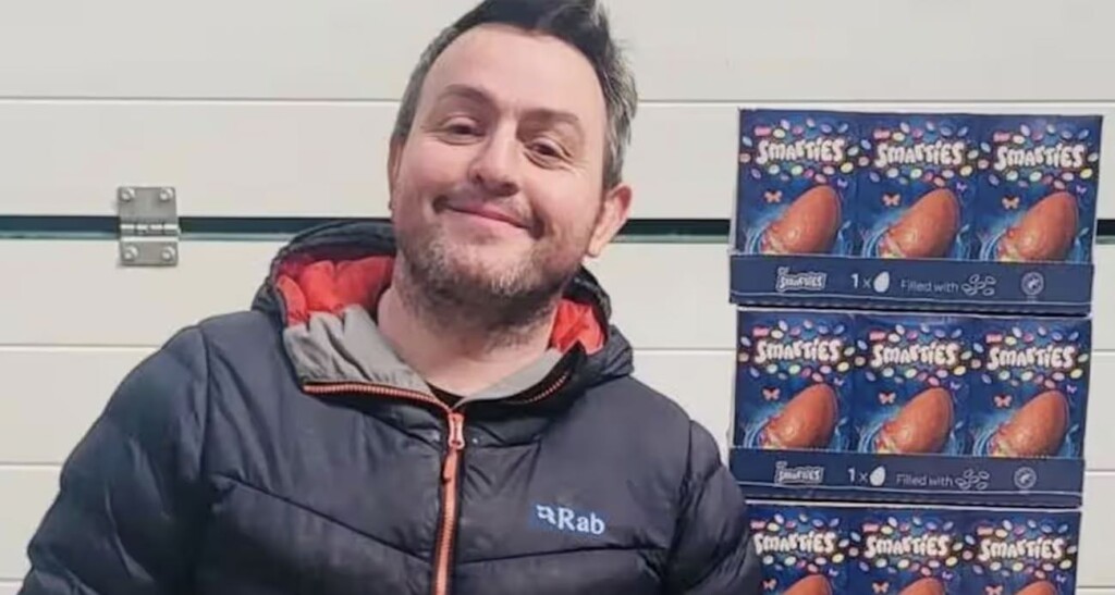 Dan Dafydd with Easter Eggs He Raffled Off Credit Swns Sinclair General Stores Cropped