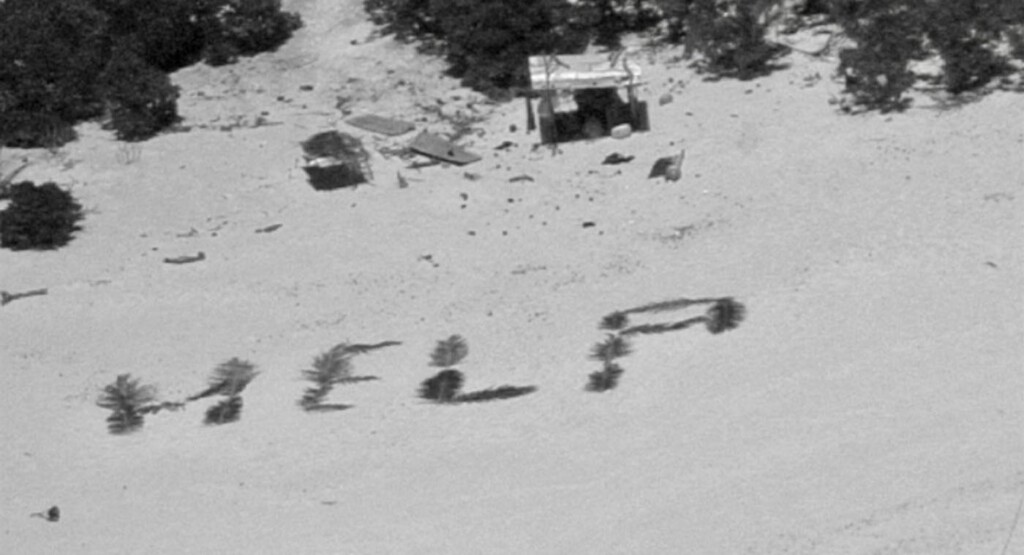 Help Spelled On Beach By Castaways U.s. Coast Guard Via Swns