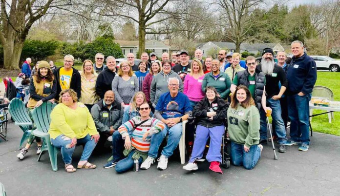 Patrick Moriarty and a group of his former students watched the solar eclipse together on Monday in New York. (Caitlin Moriarty Hynick)