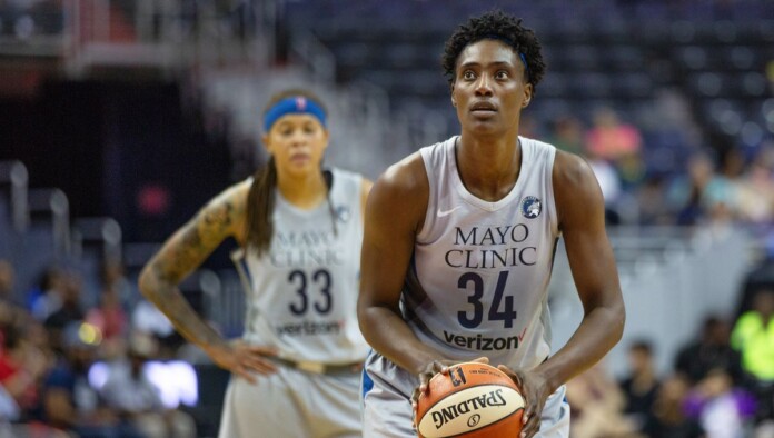 Sylvia Fowles shoots a free throw, Minnesota Lynx vs Washington Mystics game at Capital One Arena, Washington DC - CC 3.0. Lorie Shaull, Flickr
