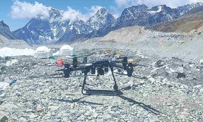 A DJI drone used during the test flight. Photo Khumbu Pasang Lhamu Rural Municipality