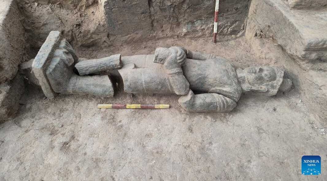 Door Guardian Sculpture Discovered at Angkor Archaeological Park