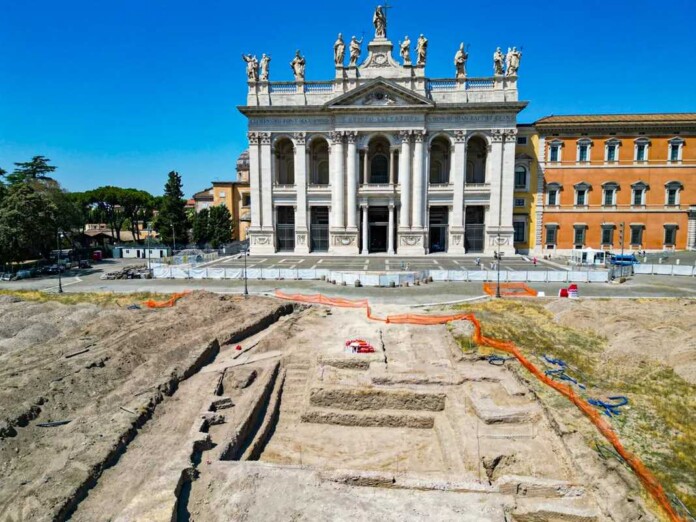 The excavations, with St. John Lateran's church in the background - credit, Italian Ministry of Culture