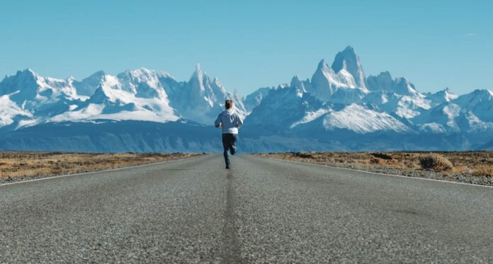 running alone snowy mountains Patagonia Argentina future pubdomain Andrea Leopardi