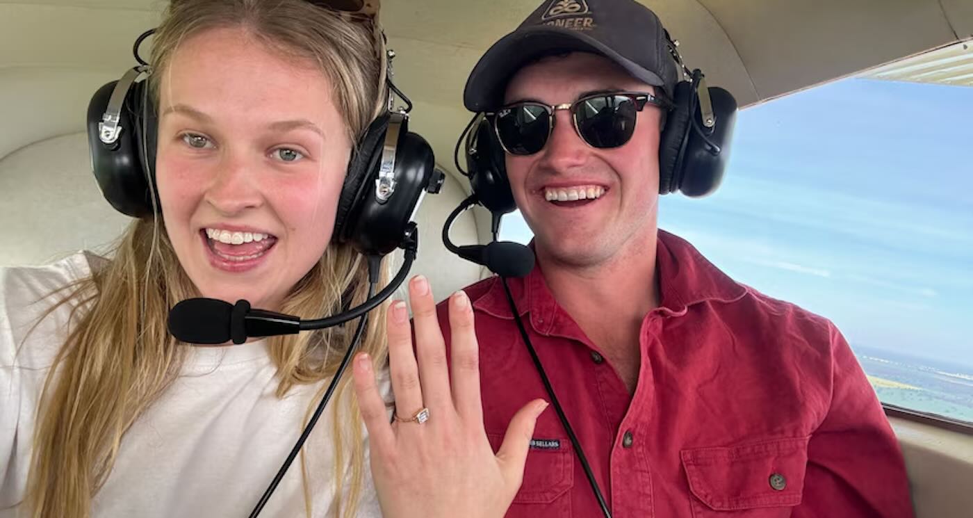 Farmer Pops the Question with Sky High Proposal Over a Special Canola Crop