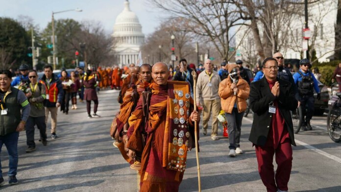 The monks arrive in Washington - credit, Walk for Peace via Facebook