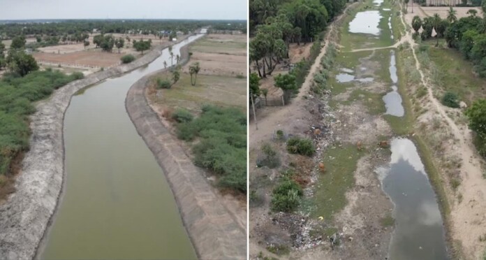 Canal in Tamil Nadu India (After and Before cleanup) by Supriya Sahu IAS via X supriyasahuias