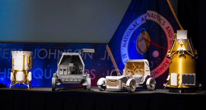 Models of some of the vehicles that will lead the Moon Base mission - credit NASA - Aubrey Gemignani