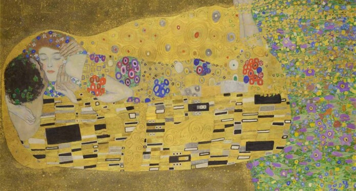 The-Kiss painting by Gustav-Klimt-pubdomain rotated