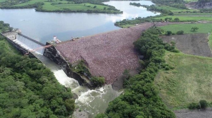 A reservoir filled to brimming in central Mexico - credit, Conagua