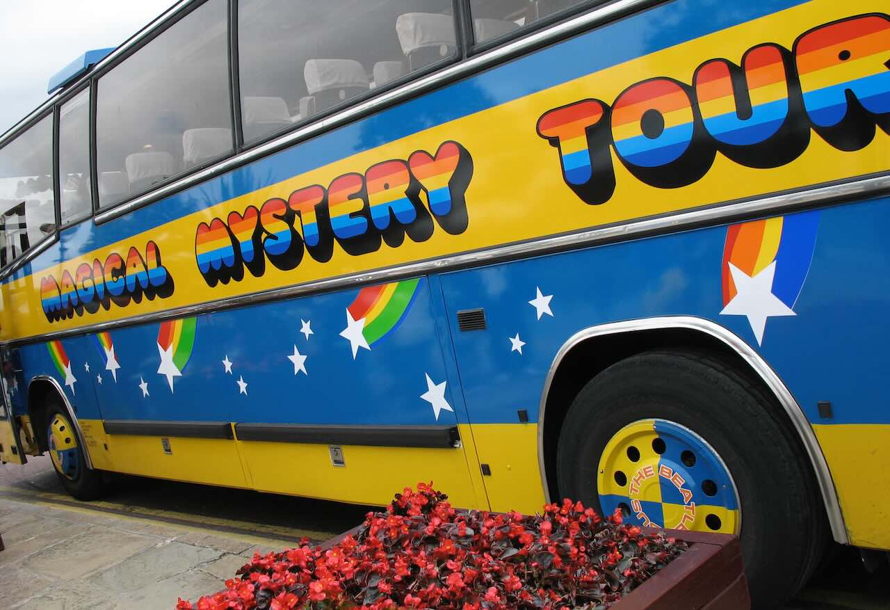 Photo for the article Beatles Tour Bus Pulls Alongside Paul McCartney–While He was on Video Call With Ringo