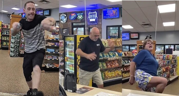 Dancers at gas station-TikTok halfmoonsunoco